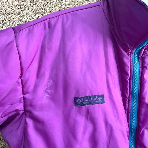 Columbia Coat Women’s Large Reversible Blue and Purple Nylon Zip Up Vintage - Picture 5 of 9